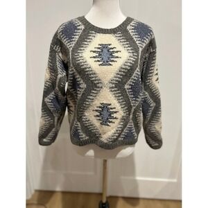The Limited America Collection Knit By Hand Sweater Women's Size M Geo Ski Snow
